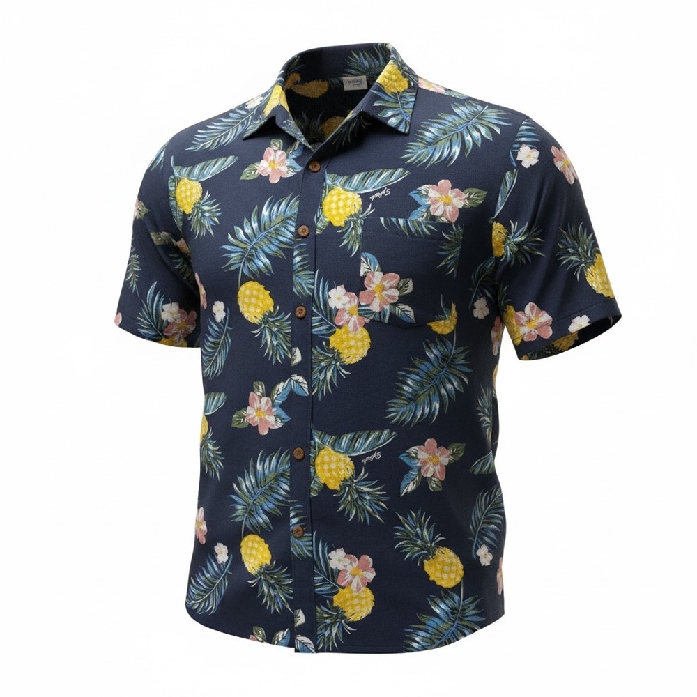Splash Navy Pineapple Floral Men's Shirt